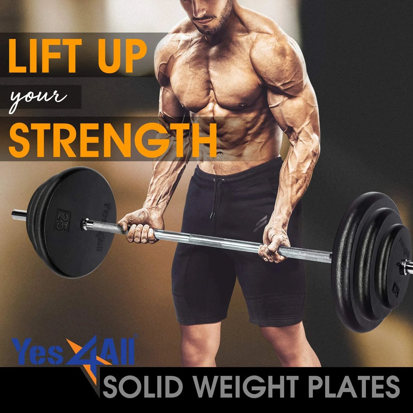 Yes4All 1-inch Cast Iron Weight Plates for Dumbbells â€“ Standard Weight Disc Plates (10 lbs, Single)