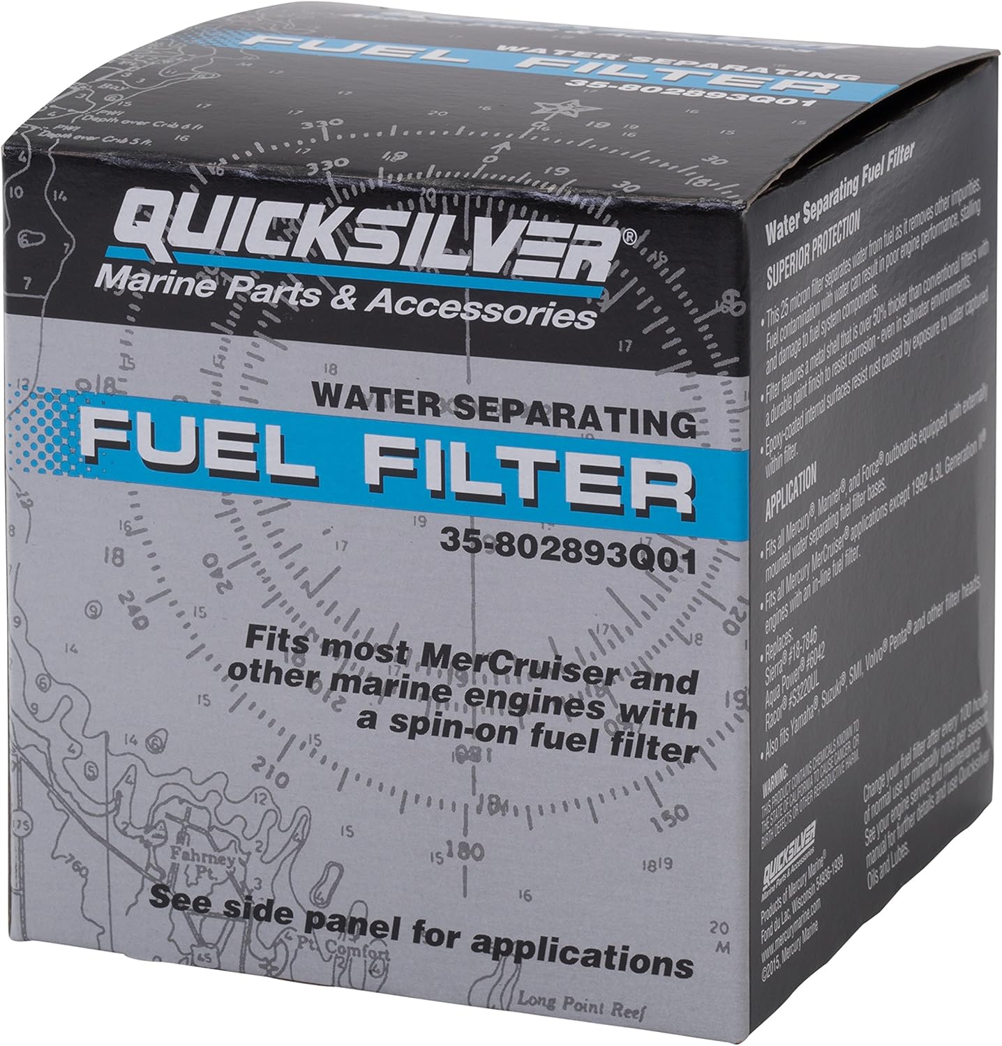 Quicksilver 802893Q01 Water Separating Fuel Filter for Mercury and Mariner Outboards and MerCruiser Stern Drive and Inboard Engines