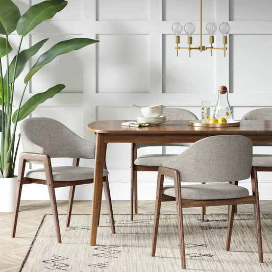 Ingleside Dark Gray Upholstered Dining Chair – Open Back, Modern Armrest, No Assembly