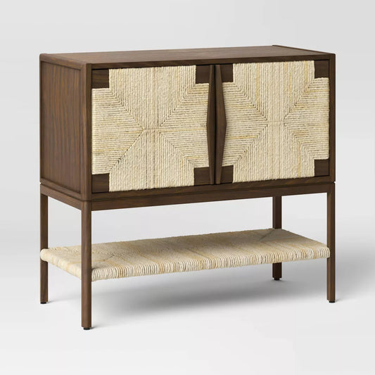 Withania 2 Door Cabinet - Threshold: Vintage Woven Accent, Wood Composite, Anti-Tip