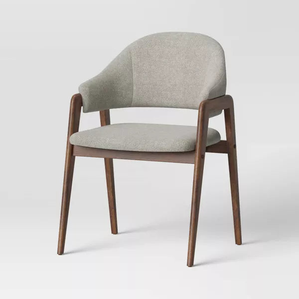 Ingleside Dark Gray Upholstered Dining Chair – Open Back, Modern Armrest, No Assembly