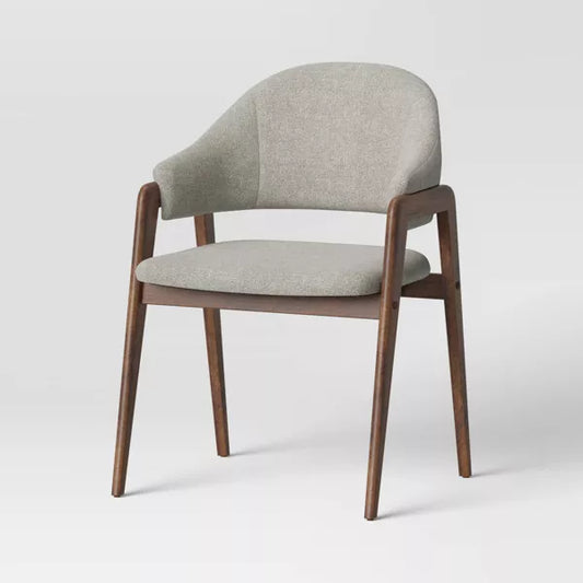 Ingleside Dark Gray Upholstered Dining Chair – Open Back, Modern Armrest, No Assembly