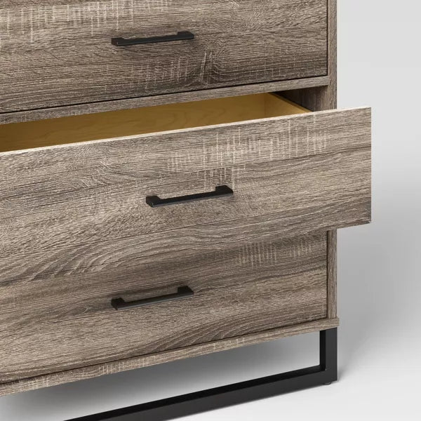 Mixed Material 3-Drawer Dresser – Light Gray Wash, Compact Modern Storage