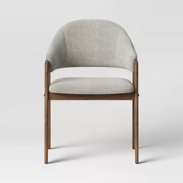 Ingleside Dark Gray Upholstered Dining Chair – Open Back, Modern Armrest, No Assembly