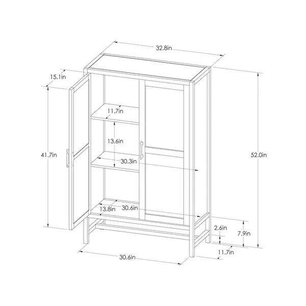 Warwick Library Cabinet Brown - Threshold: Rattan-Panel Doors, Hardwood, Storage, UPC 677446144737