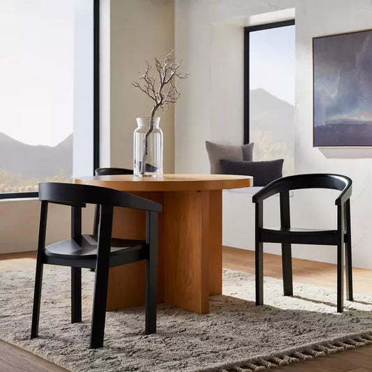 Terra Curved Back Solid Wood Dining Arm Chair - Black | Studio McGee x Threshold