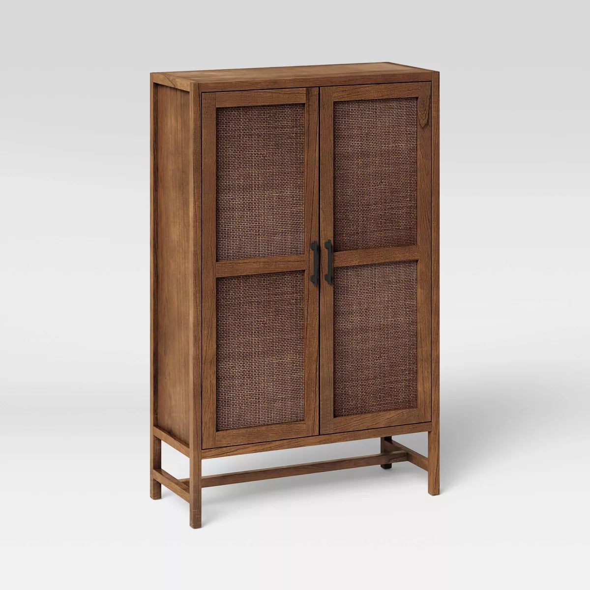 Warwick Library Cabinet Brown - Threshold: Rattan-Panel Doors, Hardwood, Storage, UPC 677446144737