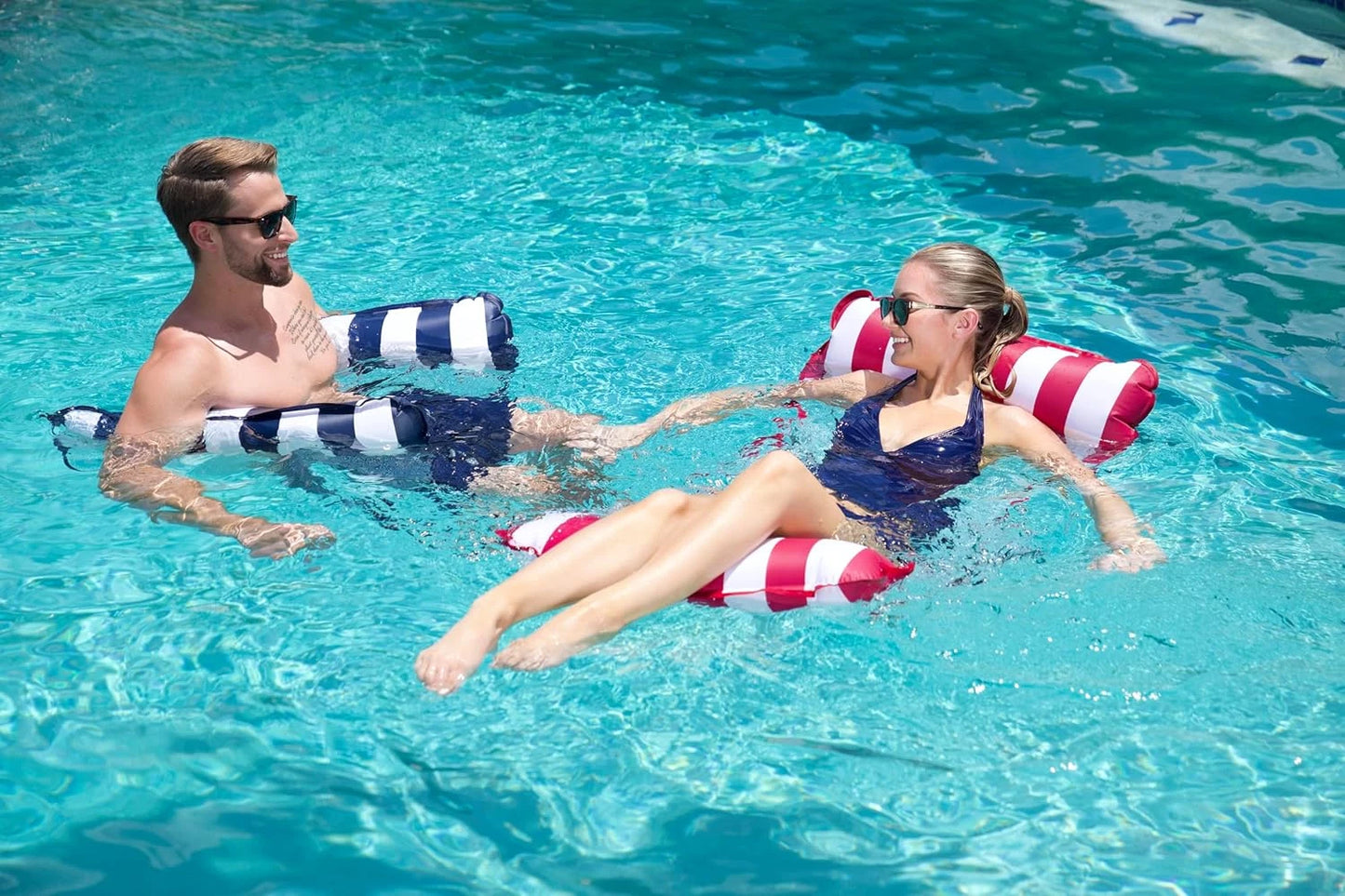 Aqua Original 4-in-1 Monterey Hammock Pool Float & Water Hammock â€“ Multi-Purpose, Inflatable Pool Floats for Adults â€“ Patented Thick, Non-Stick PVC Material â€“ Navy